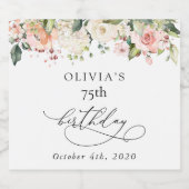 Pink Flowers, White Flowers, Boho, Birthday Schaumweinetikett (Einzelnes Label)