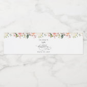 Pink Flowers, White Flowers, Boho, Birthday Wasserflaschenetikett (Einzelnes Label)
