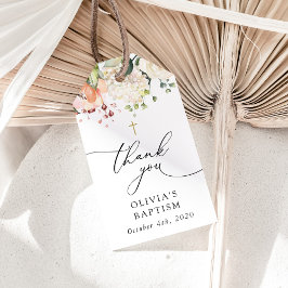 Pink Flowers, White Flowers, Boho, Floral Baptism Geschenkanhänger