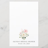 Pink Flowers, White Flowers, Bridal Shower Menu (Rückseite)