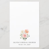 Pink Flowers, White Flowers, Bridal Shower Menu (Rückseite)