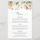 Pink Flowers, White Flowers, Bridal Shower Menu (Vorderseite)