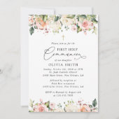 Pink Flowers, White Flowers, First Holy Communion Einladung (Vorderseite)