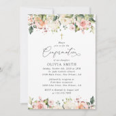 Pink Flowers, White Flowers, Floral Confirmation Einladung (Vorderseite)