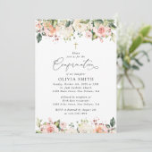 Pink Flowers, White Flowers, Floral Confirmation Einladung (Stehend Vorderseite)