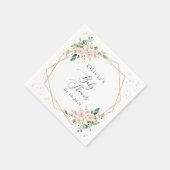 Pink Flowers, White Flowers, Greenery, Baby Shower Serviette (Ecke)