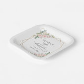 Pink Flowers, White Flowers, Greenery, Birthday Pappteller (Gewinkelt)