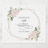 Pink Flowers, White Flowers, Greenery, Birthday Schaumweinetikett (Einzelnes Label)