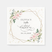 Pink Flowers, White Flowers, Greenery, Birthday Serviette (Vorderseite)