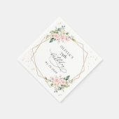 Pink Flowers, White Flowers, Greenery, Birthday Serviette (Ecke)