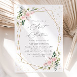 Pink Flowers, White Flowers, Greenery, Sweet 16 Einladung<br><div class="desc">Invite friends and family in style and set the tone for your special day with this charming birthday invitation. Design features pink and white watercolor flowers,  greenery,  gold confetti and gold frame on white background.</div>