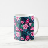 Pink Flowers with Green Leaves Partern-79066 Kaffeetasse (VorderseiteRechts)