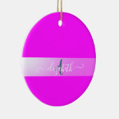 Pink Fluorescent Monogram Keramik Ornament (Rechts)