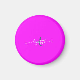 Pink Fluorescent Neon Monogram Magnet