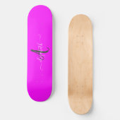 Pink Fluorescent Neon Monogram Skateboard (Vorderseite)