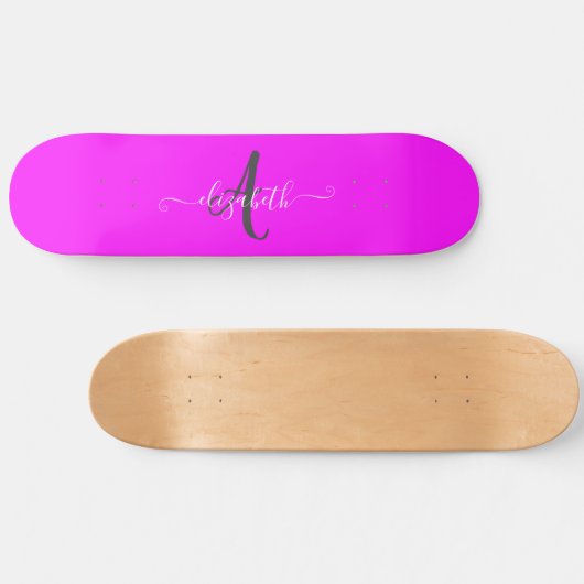 Pink Fluorescent Neon Monogram Skateboard (Horizontal)
