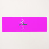 Pink Fluorescent Neon Monogram Yogamatte (Rückseite (Horizontal))