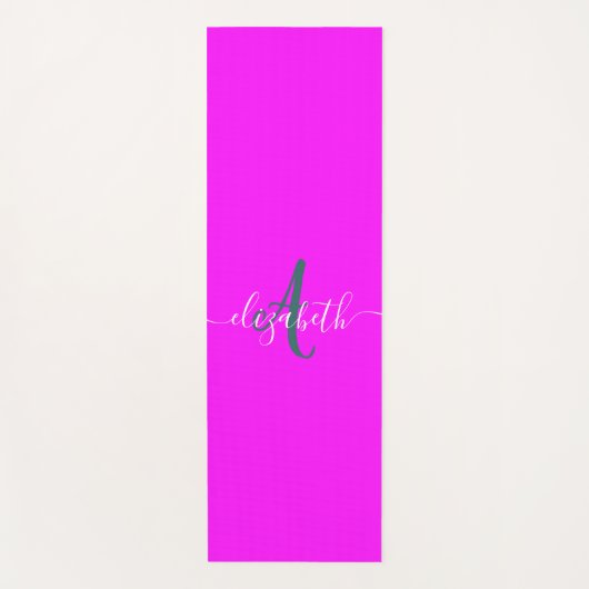 Pink Fluorescent Neon Monogram Yogamatte (Vorderseite)