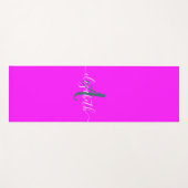 Pink Fluorescent Neon Monogram Yogamatte (Vorderseite (Horizontal))