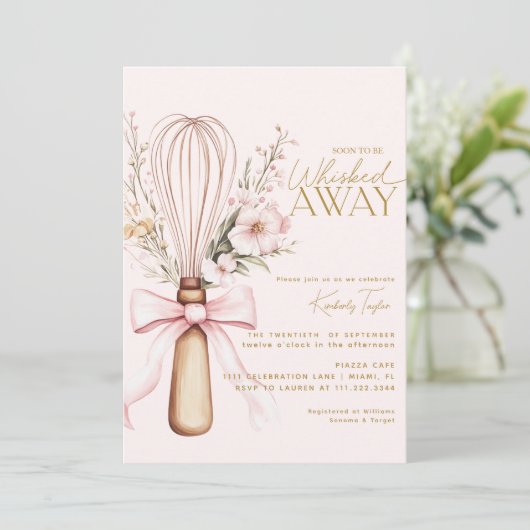 Pink flüstert Wildblumen Brautparty Einladung (Stehend Vorderseite)