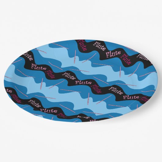 Pink Flute Muster Pappteller (Schrägansicht)