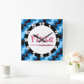 Pink Flute Muster Quadratische Wanduhr (Zuhause)