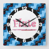 Pink Flute Muster Quadratische Wanduhr (Vorderseite)