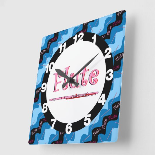 Pink Flute Muster Quadratische Wanduhr (Winkel)