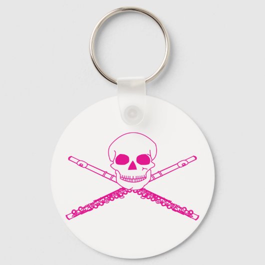 Pink Flute Skull Schlüsselanhänger (Vorderseite)