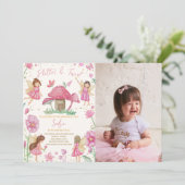 Pink Flutter und Twirl Fairy Birthday Foto Einladung (Stehend Vorderseite)