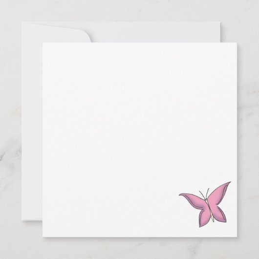 Pink Flutterfly Schmetterling Valentine Karte (Rückseite)