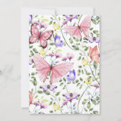 Pink Fluttering Butterfly Greenery Dankeskarte (Vorderseite)