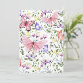Pink Fluttering Butterfly Greenery Dankeskarte (Stehend Vorderseite)