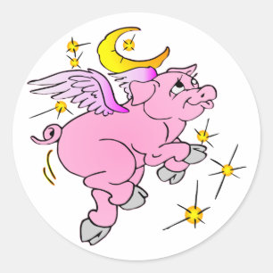 Pink Flying Pig #003 Runder Aufkleber