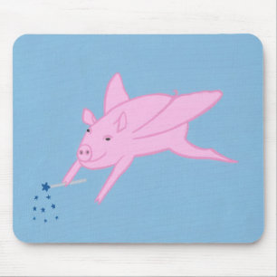 Pink Flying Pig Blaue Sterne Mouse Pads Mousepad