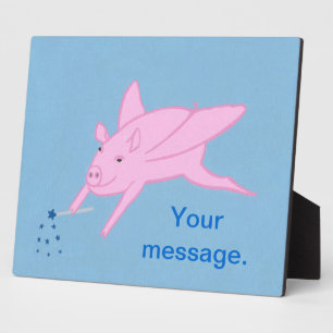 Pink Flying Pig Making Blue Stars Plaques Fotoplatte