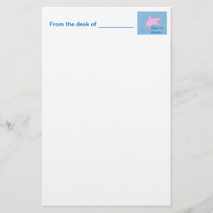 Pink Flying Pig Making Blue Stars Stationierung Briefpapier