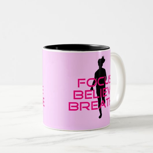 Pink Focus Glaube atmen Zweifarbige Tasse (VorderseiteRechts)