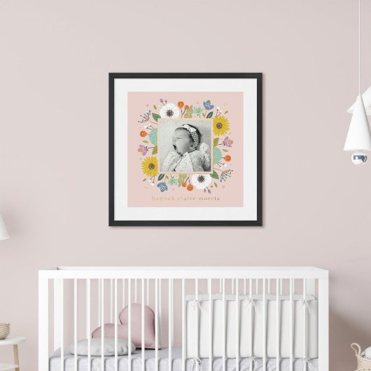 Pink Foil Floral Girl's Kinderzimmer Foto Printing Foliendrucke