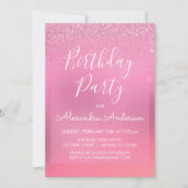 Pink Foil Girly Glitzer Sparkor jedes Alter Geburt Einladung (Vorderseite)