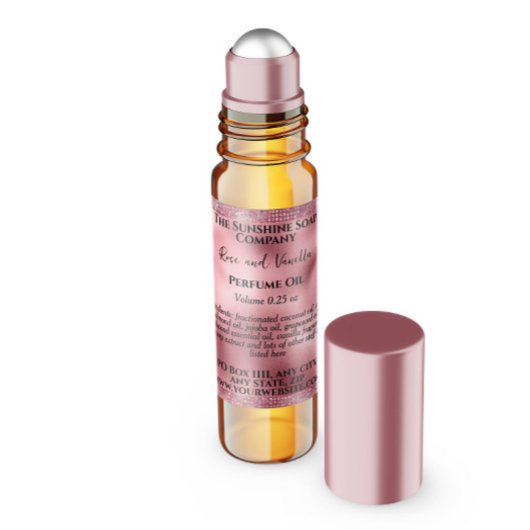 Pink Foil & Glitzer Parfümerrolle Flaschenetikett Quadratischer Aufkleber