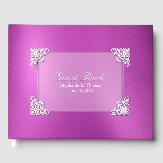 Pink Foil Look Wedding Gästebuch (Vorderseite)