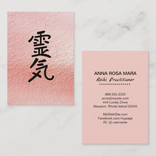*~* Pink Foil - Reiki Master Practitioner Symbol Visitenkarte (Vorne/Hinten)