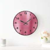 Pink Foil Rose Gold Glam Girl Acrylic Wall Clock Große Wanduhr (Zuhause)