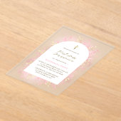 pink foliage First Holy Communion frosted  Acryleinladungen (Ablage )