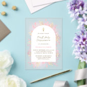 pink foliage First Holy Communion frosted  Acryleinladungen (In Situ (Hochzeit))