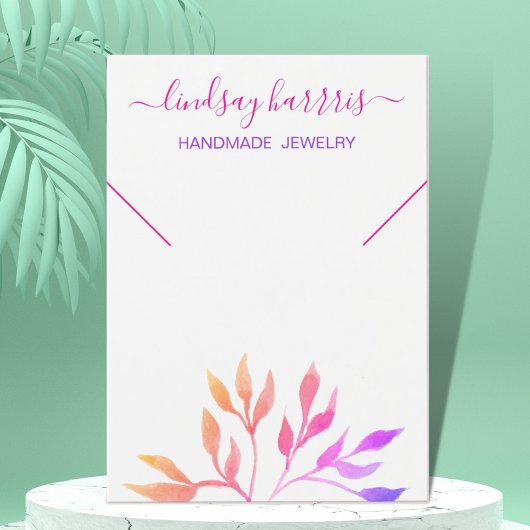 Pink Foliage Necklace Juwelier Display Card