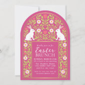 Pink Folk Art Easter Brunch Arch Invitation Einladung (Vorderseite)