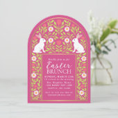 Pink Folk Art Easter Brunch Arch Invitation Einladung (Stehend Vorderseite)