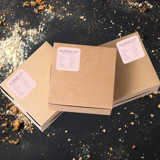 Pink Food Safety Allergy Zutat Bäckerei Square Quadratischer Aufkleber